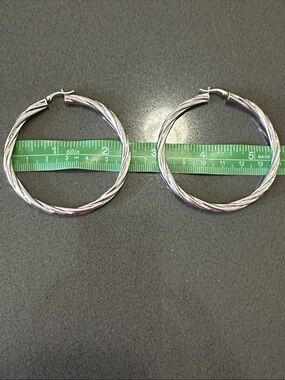 925 Sterling Silver Twisted Hoop Earrings - Women's Jewelry